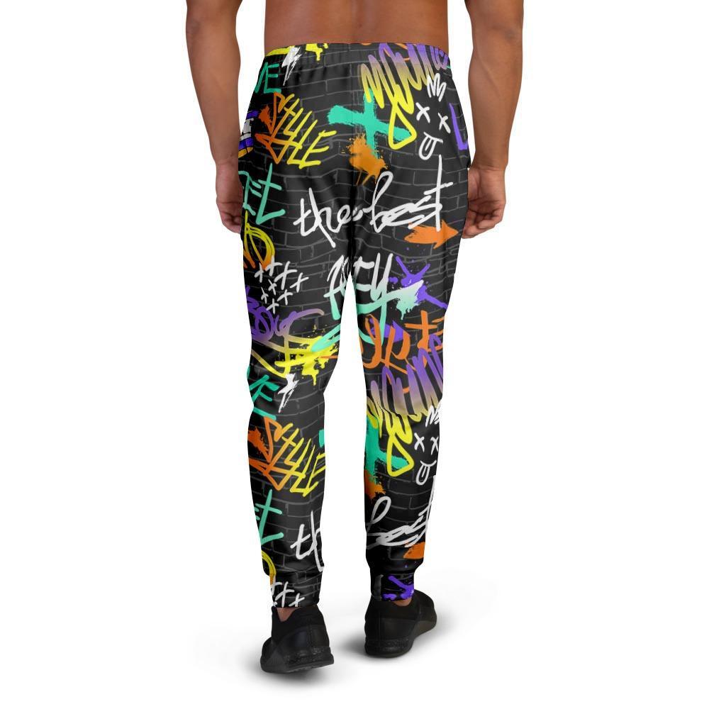 Urban Graffiti Print Men's Joggers-grizzshop