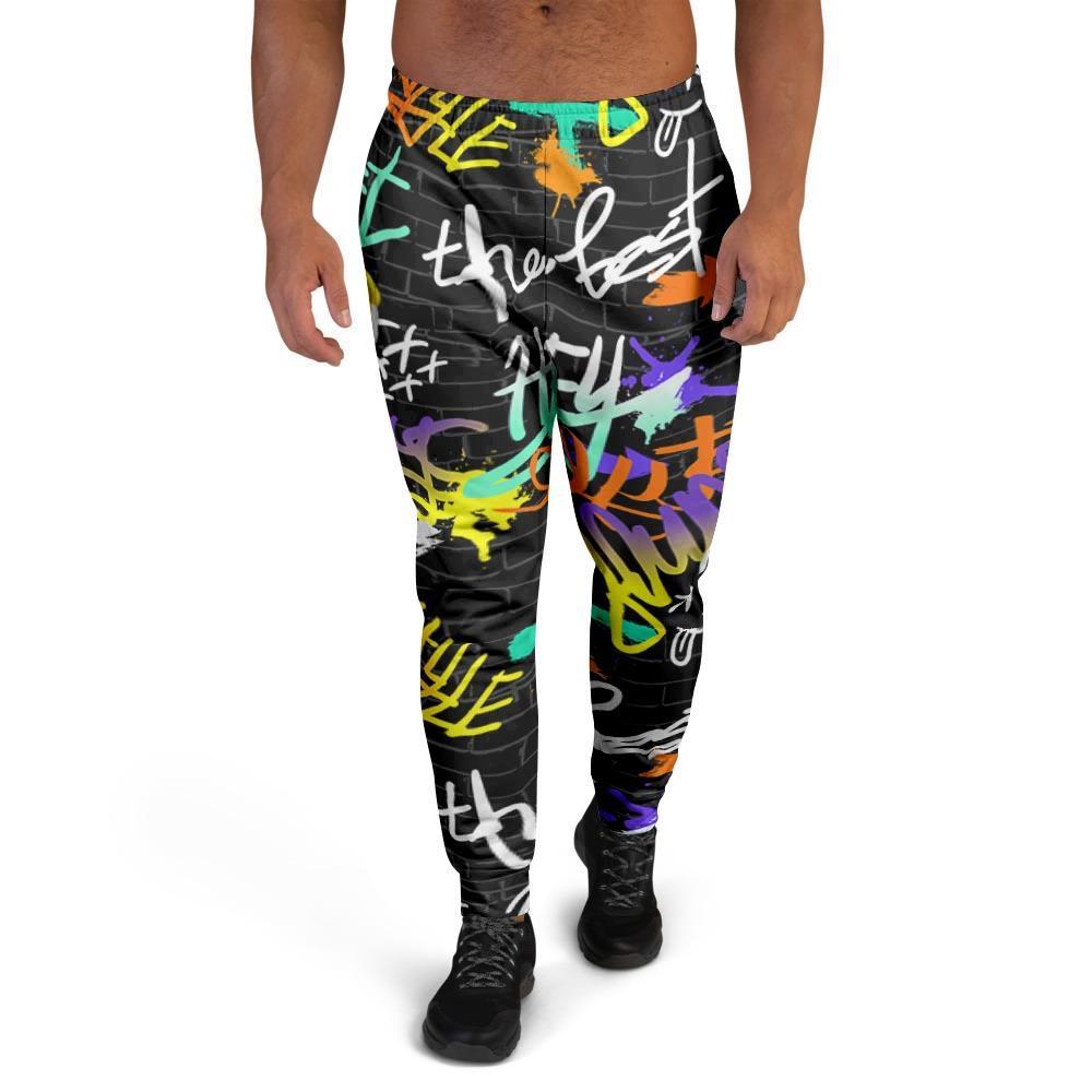 Urban Graffiti Print Men's Joggers-grizzshop