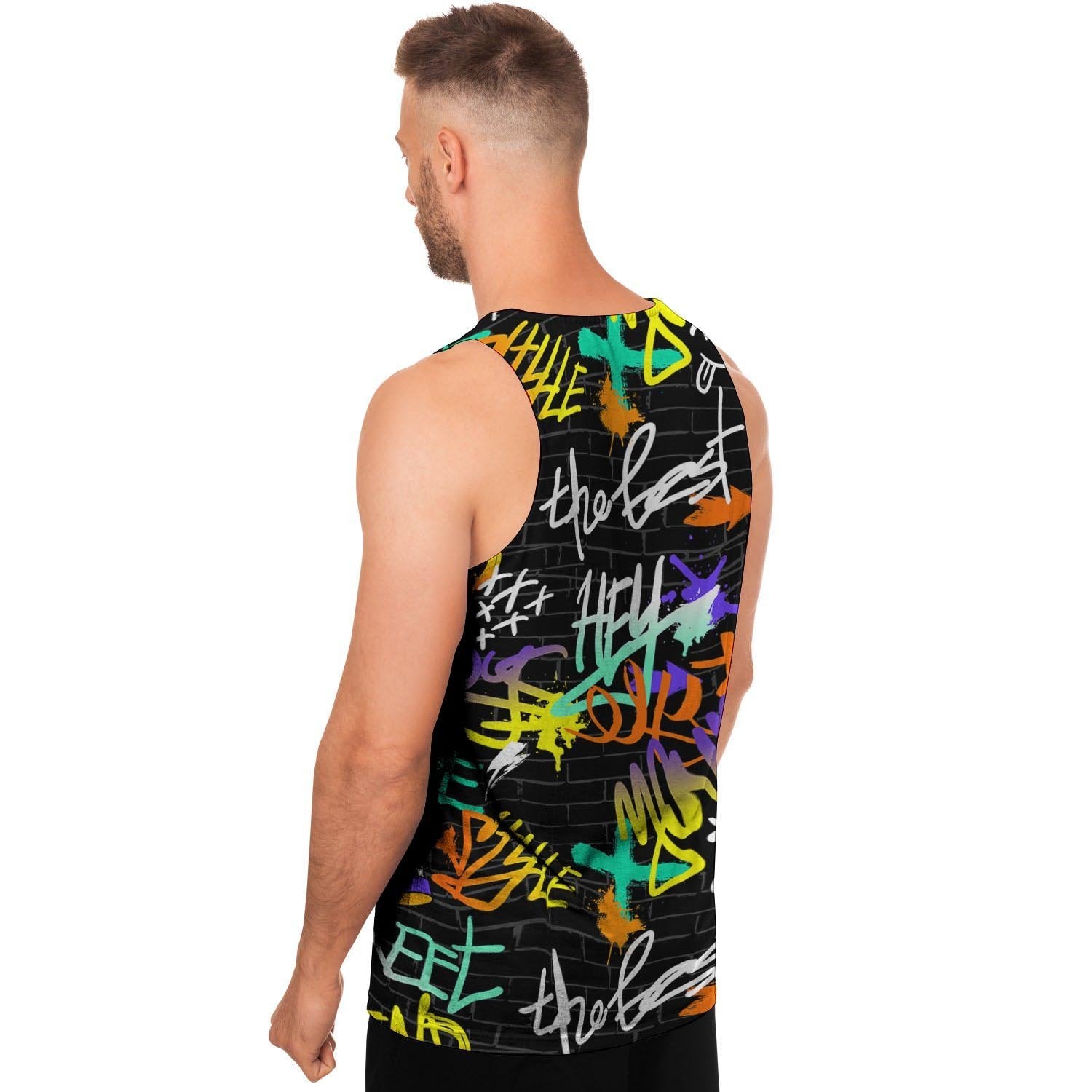 Urban Graffiti Print Men's Tank Tops-grizzshop