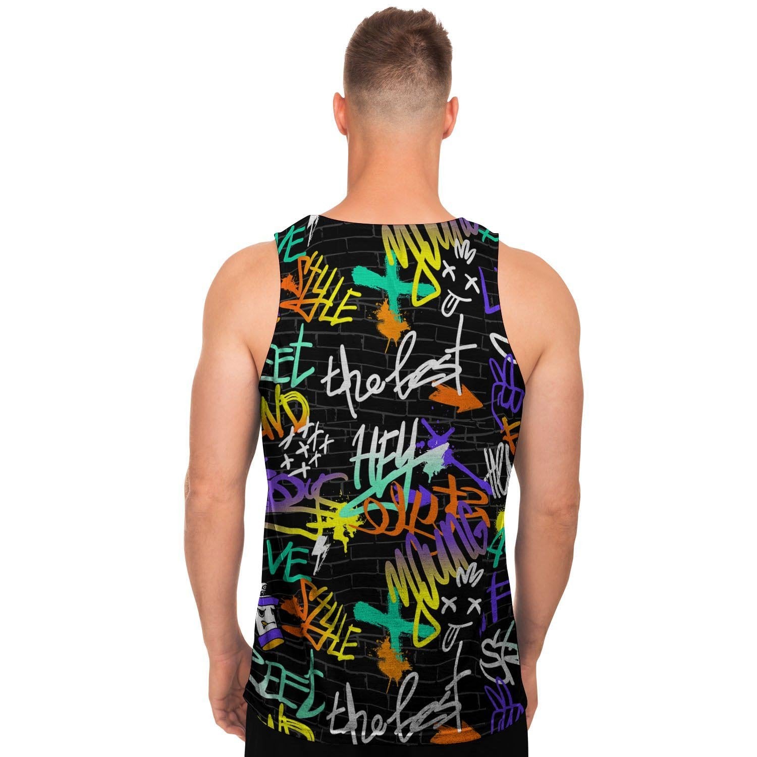 Urban Graffiti Print Men's Tank Tops-grizzshop