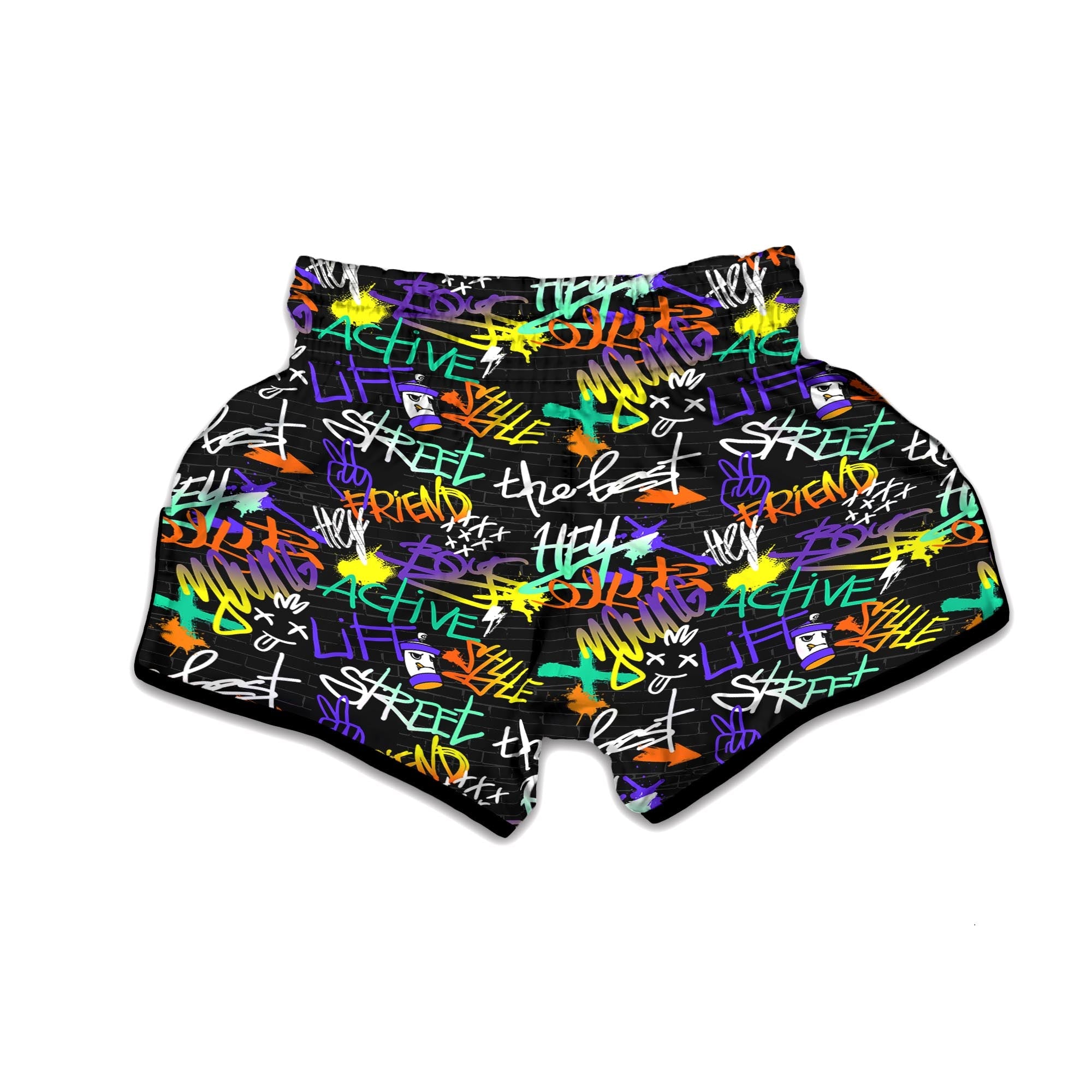 Urban Graffiti Print Muay Thai Boxing Shorts-grizzshop