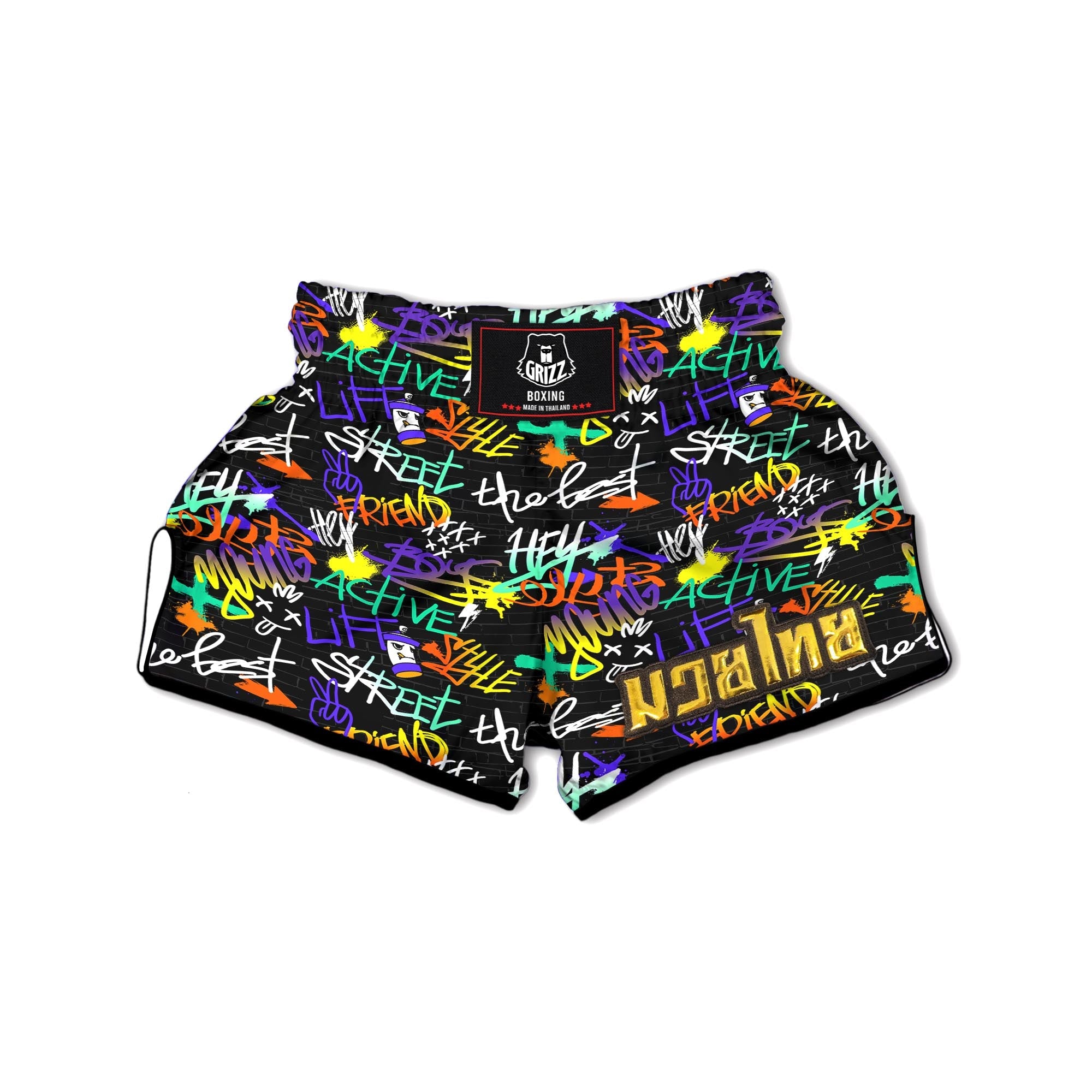 Urban Graffiti Print Muay Thai Boxing Shorts-grizzshop