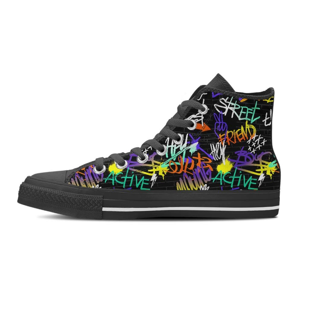 Urban Graffiti Print Women's High Top Shoes-grizzshop