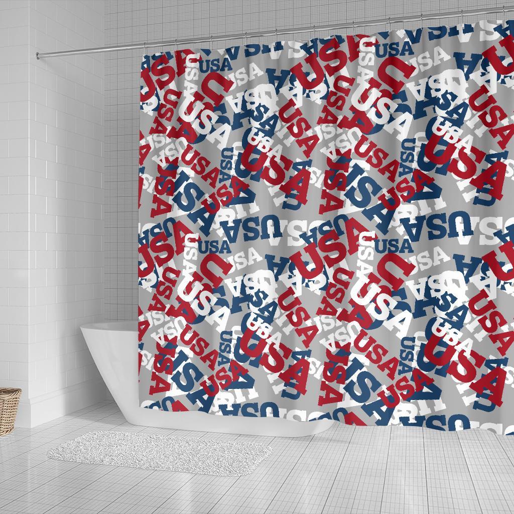 Usa Patriot Pattern Print Bathroom Shower Curtain-grizzshop