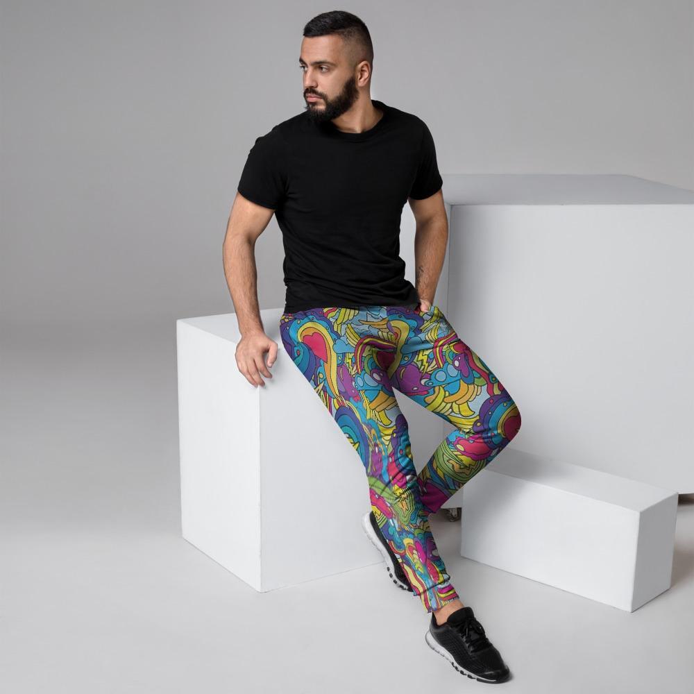 Valentine Heart Hippie Trippy Men's Joggers-grizzshop