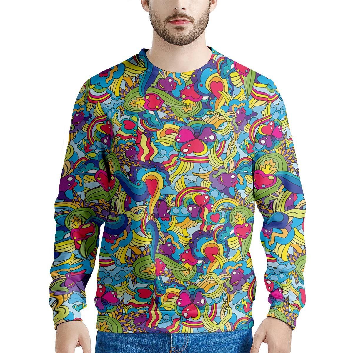 Valentine Heart Hippie Trippy Men's Sweatshirt