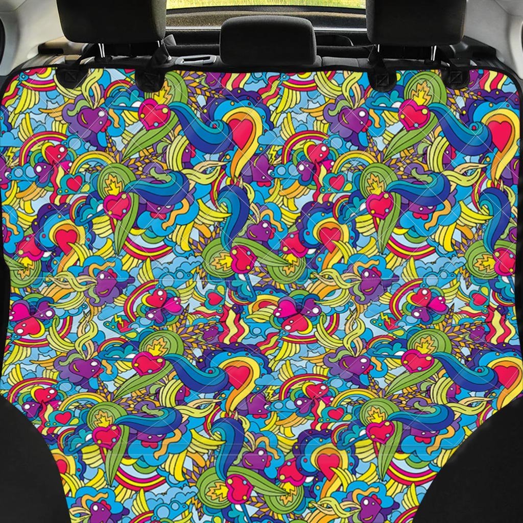Valentine Heart Hippie Trippy Pet Car Seat Cover-grizzshop