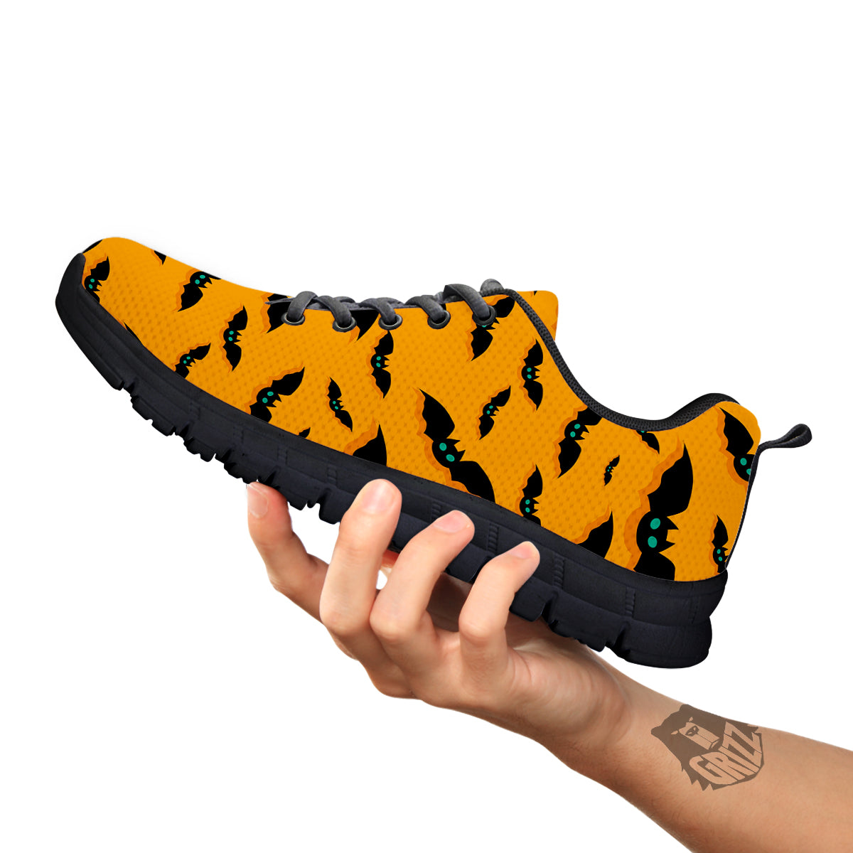 Vampire Bat Halloween Print Pattern Black Sneaker-grizzshop