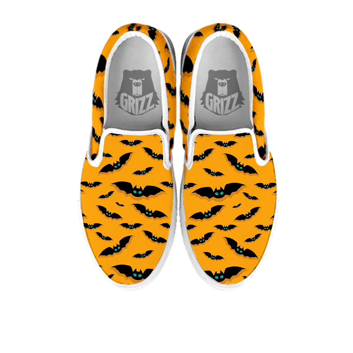 Vampire Bat Halloween Print Pattern White Slip On Shoes-grizzshop