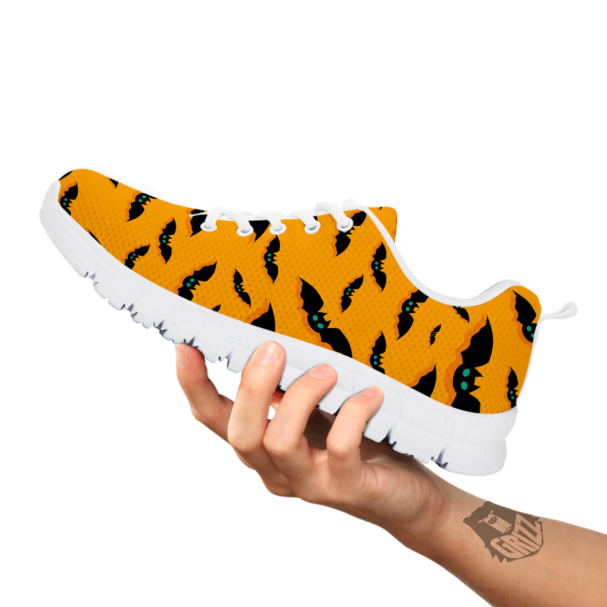 Vampire Bat Halloween Print Pattern White Sneaker-grizzshop