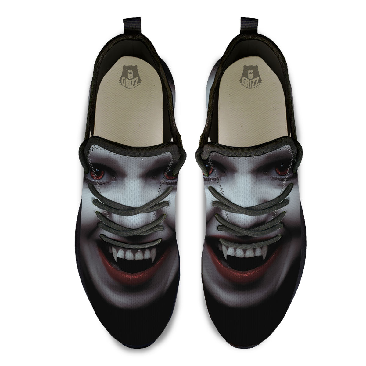 Vampire Girl Halloween Print Black Athletic Shoes-grizzshop