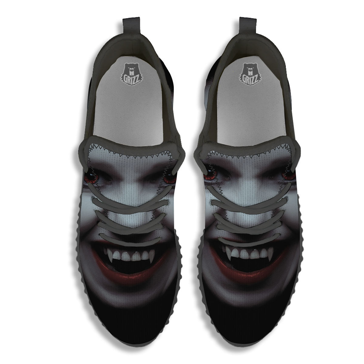 Vampire Girl Halloween Print Black Walking Shoes-grizzshop