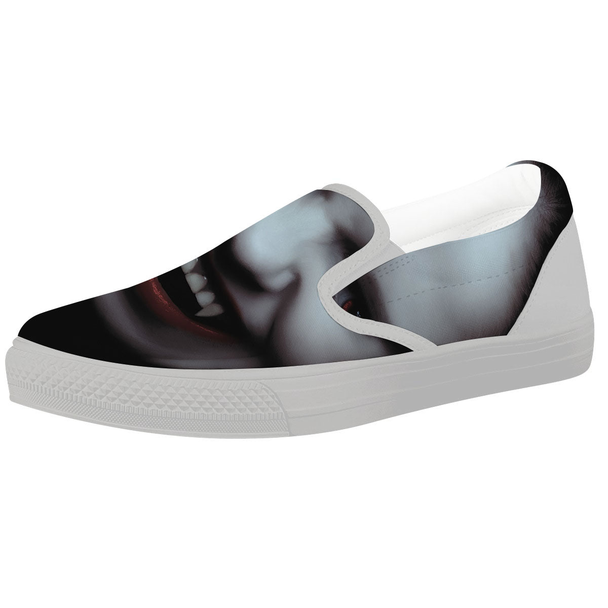 Vampire Girl Halloween Print White Slip On Shoes-grizzshop