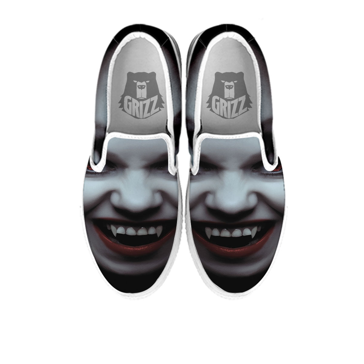 Vampire Girl Halloween Print White Slip On Shoes-grizzshop