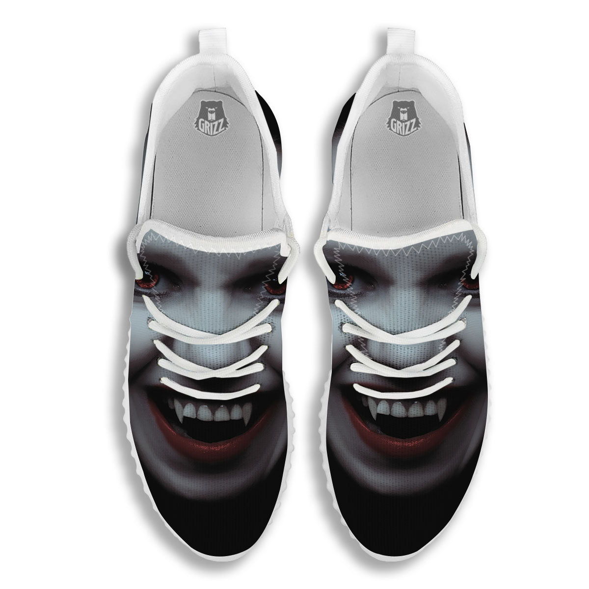Vampire Girl Halloween Print White Walking Shoes-grizzshop