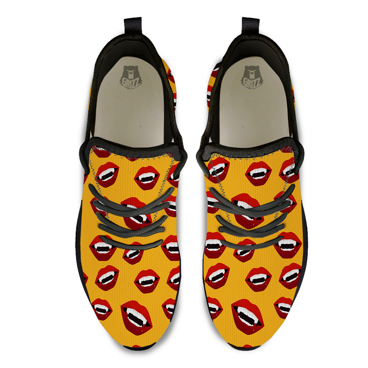 Vampire Lips Halloween Print Pattern Black Athletic Shoes-grizzshop