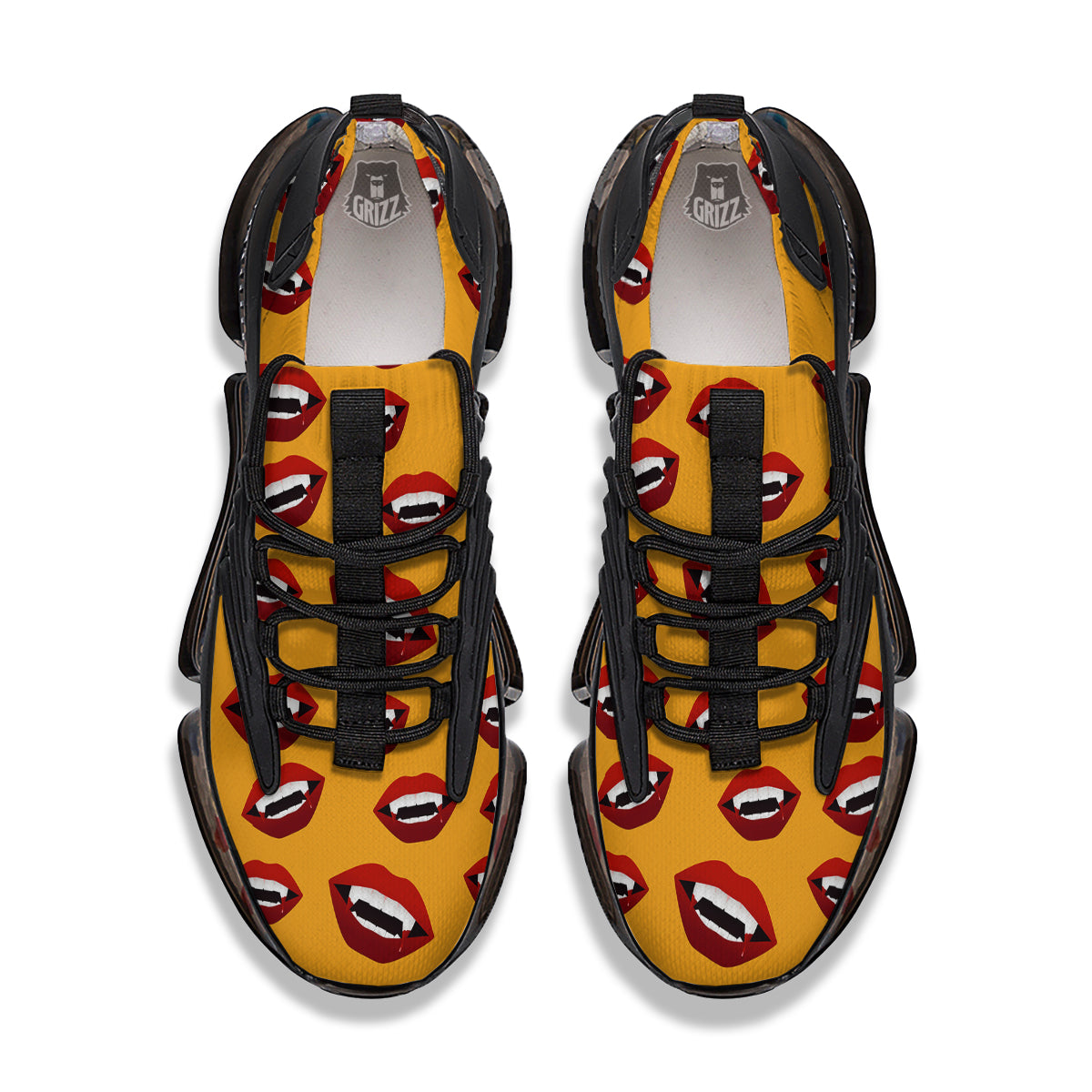 Vampire Lips Halloween Print Pattern Black Gym Shoes-grizzshop