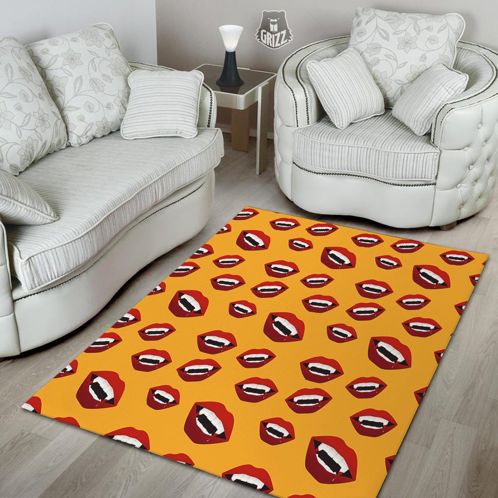 Vampire Lips Halloween Print Pattern Floor Mat-grizzshop