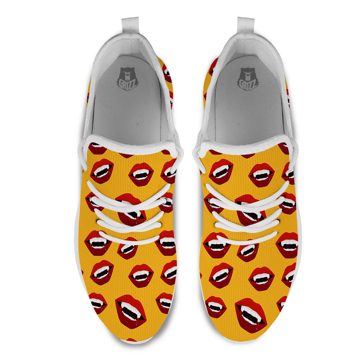 Vampire Lips Halloween Print Pattern White Athletic Shoes-grizzshop