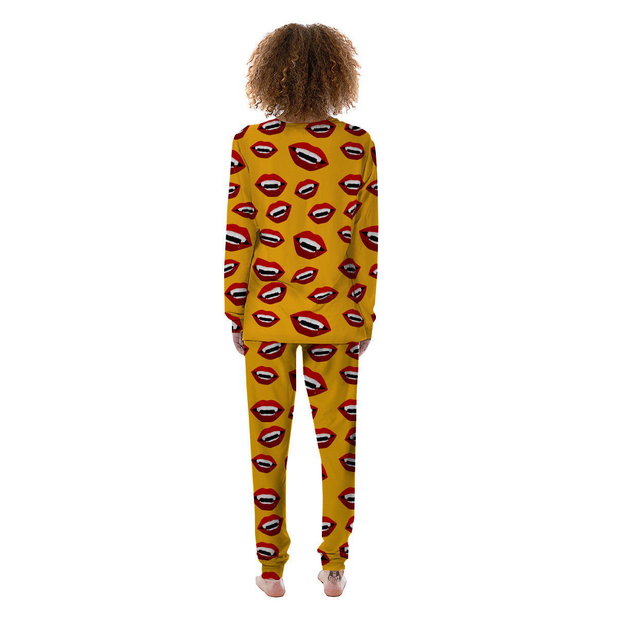 Vampire Lips Halloween Print Pattern Women's Pajamas-grizzshop
