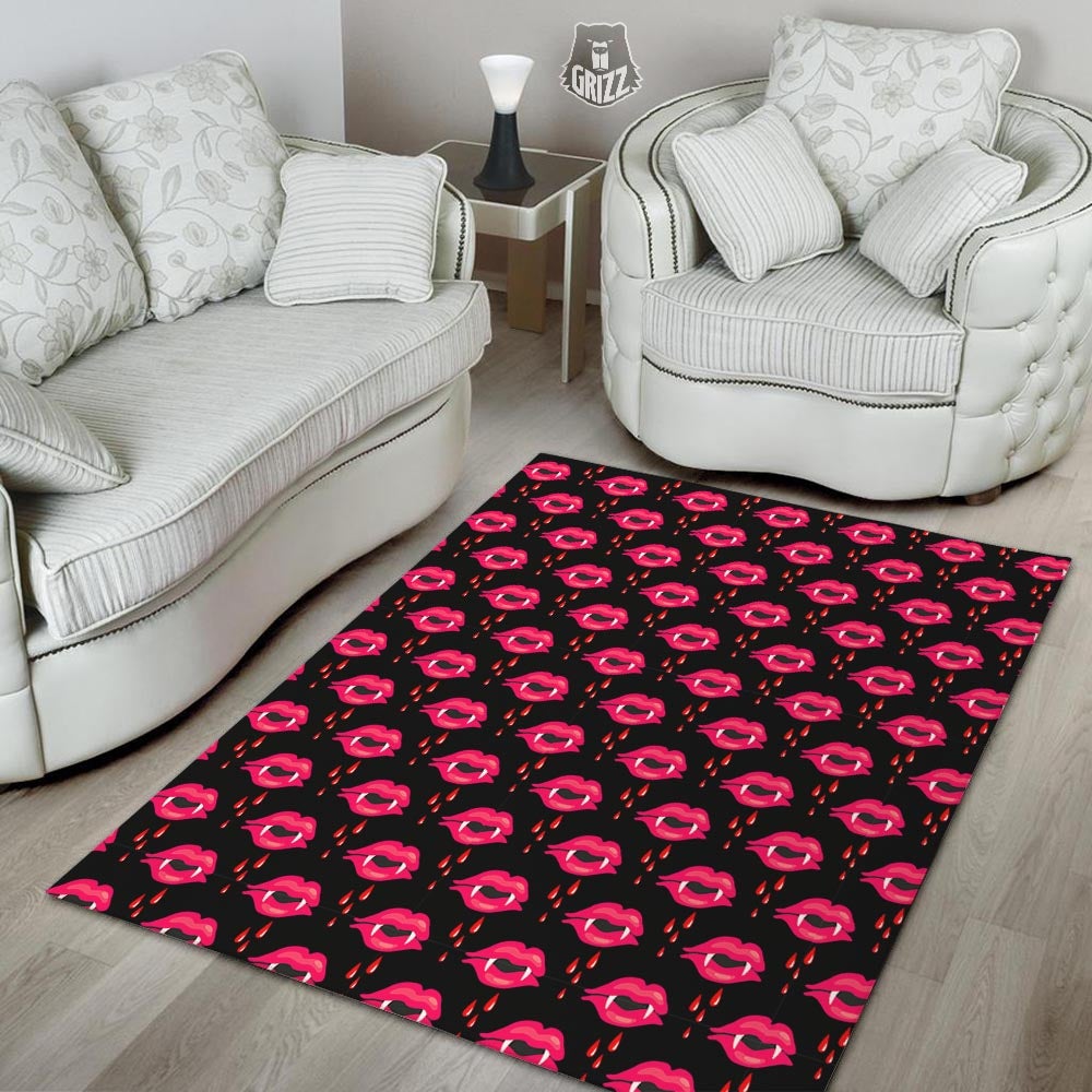 Vampire Lips Red Halloween Print Pattern Floor Mat-grizzshop