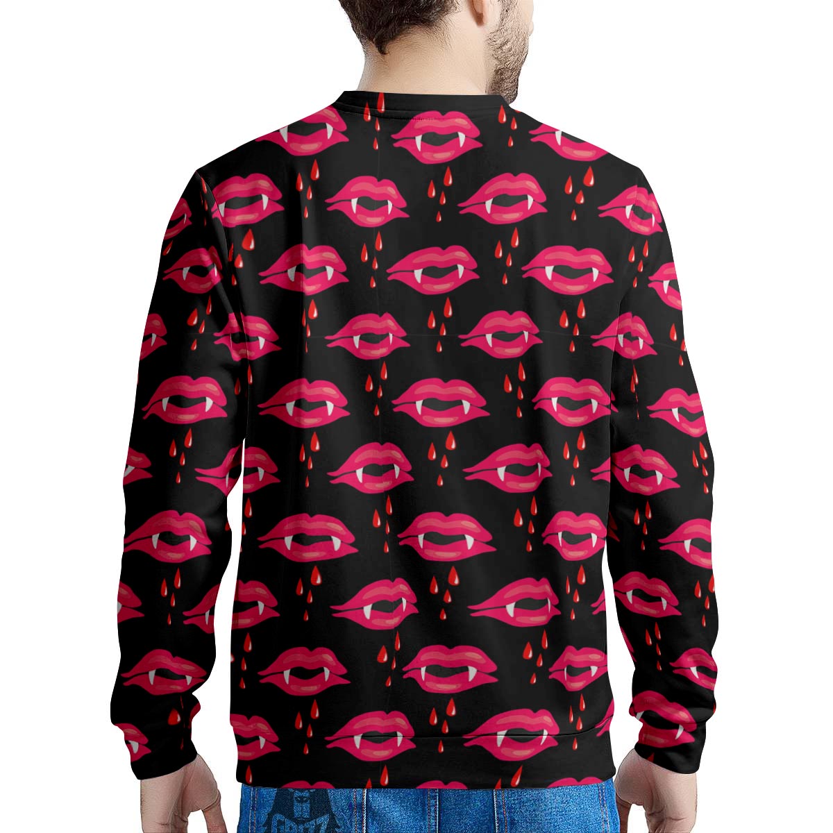 Vampire Lips Red Halloween Print Pattern Men's Sweatshirt-grizzshop