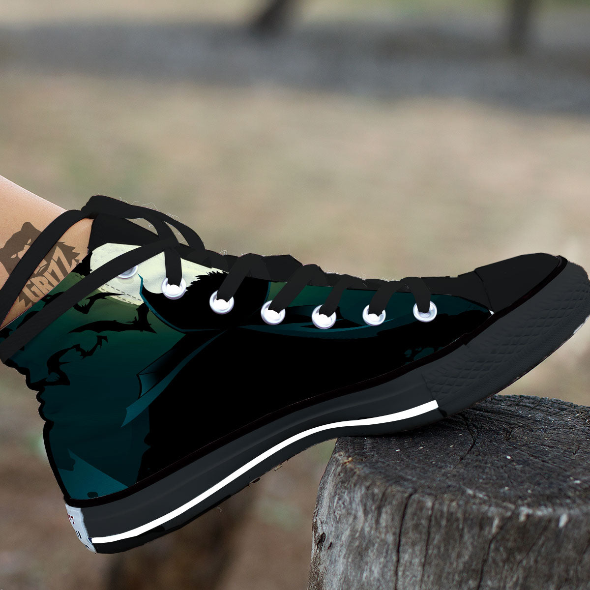 Vampire Silhouette Halloween Print High Top Shoes-grizzshop