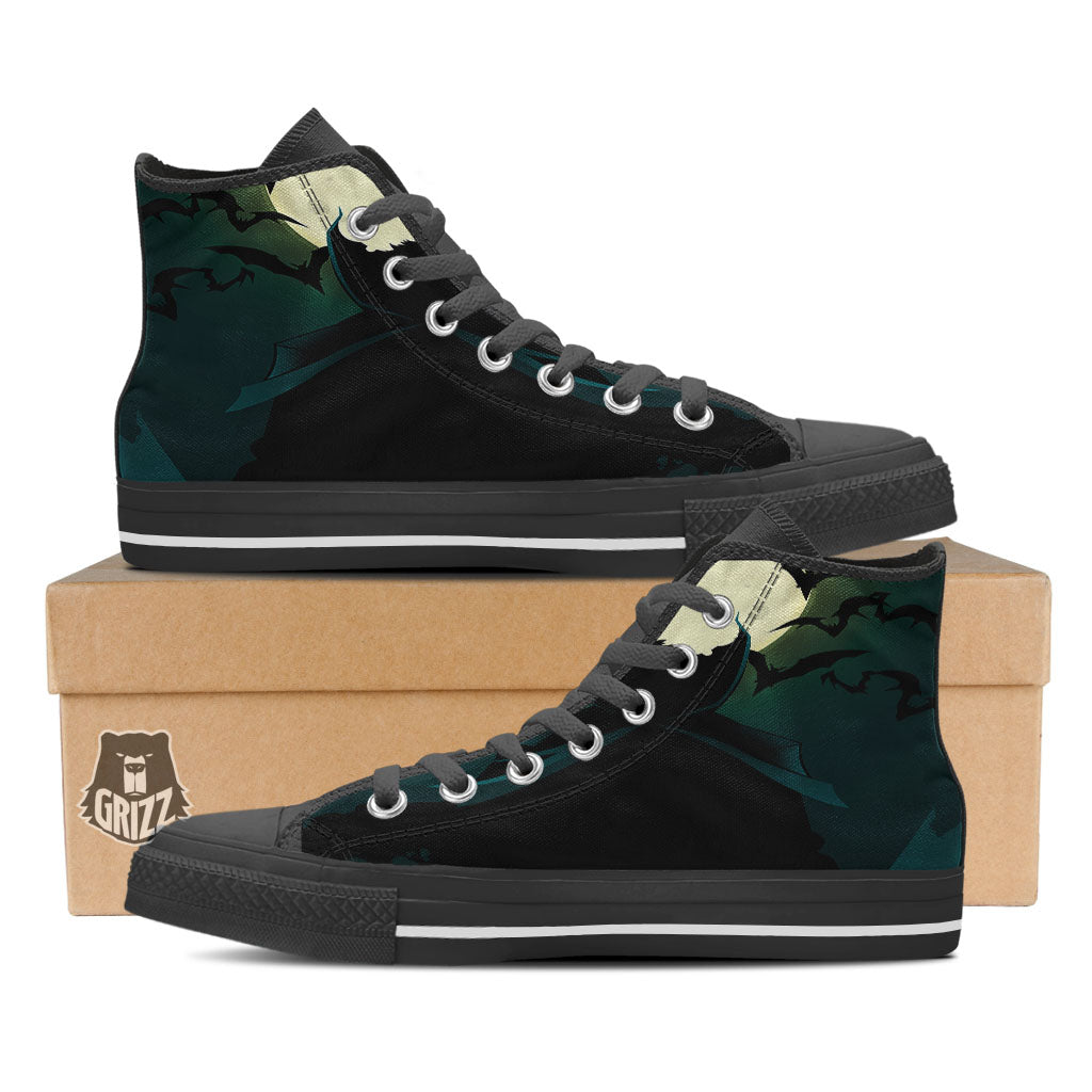 Vampire Silhouette Halloween Print High Top Shoes-grizzshop