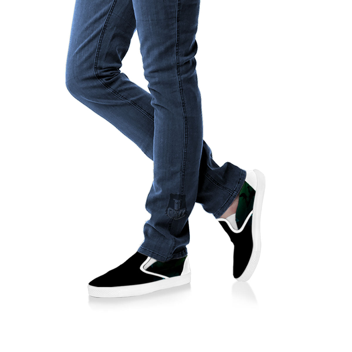 Vampire Silhouette Halloween Print White Slip On Shoes-grizzshop