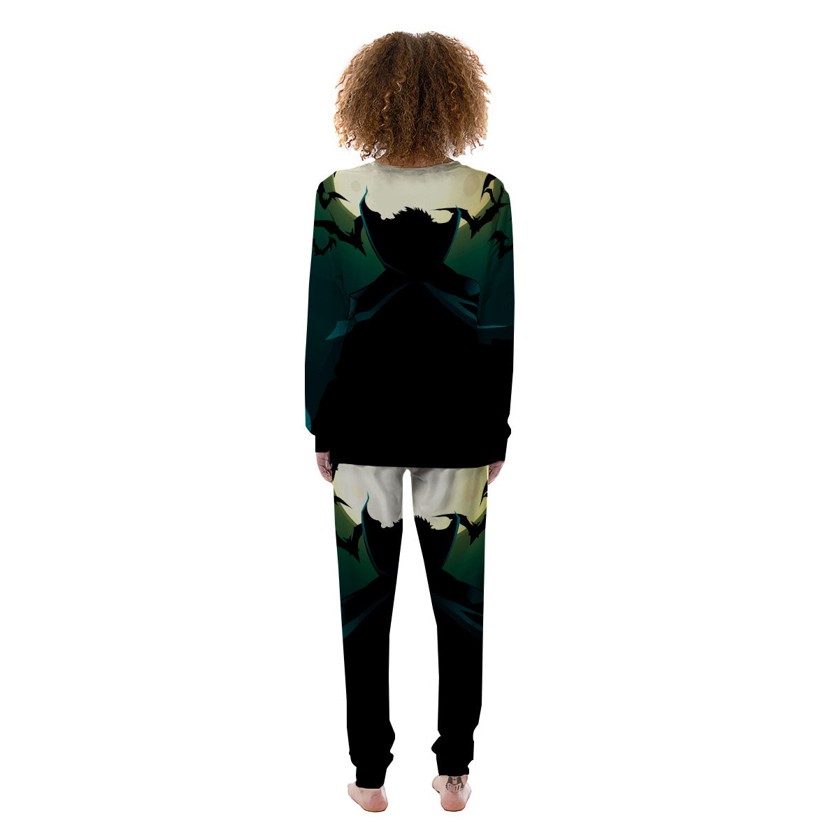 Vampire Silhouette Halloween Print Women's Pajamas-grizzshop