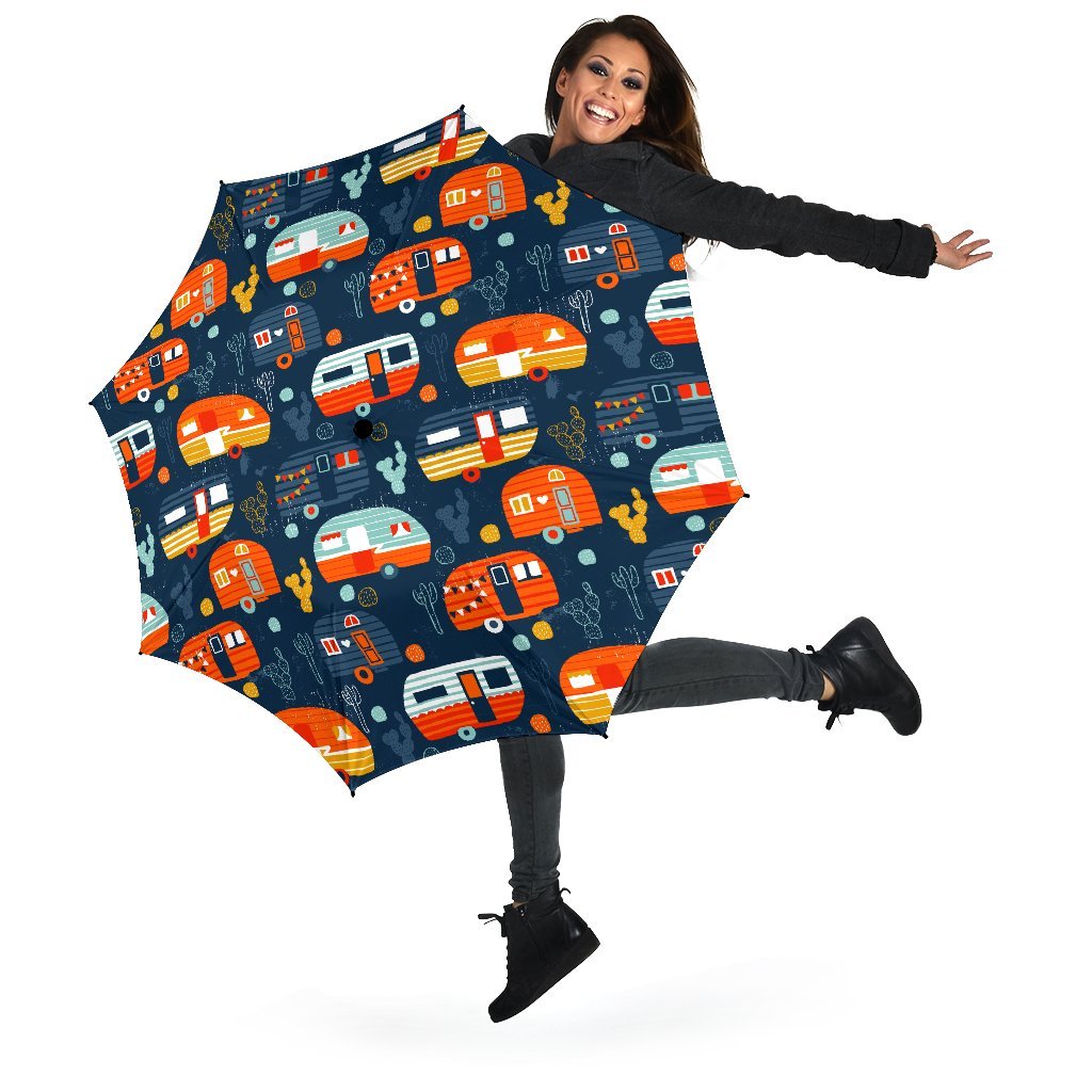 Van Camper Pattern Print Automatic Foldable Umbrella-grizzshop