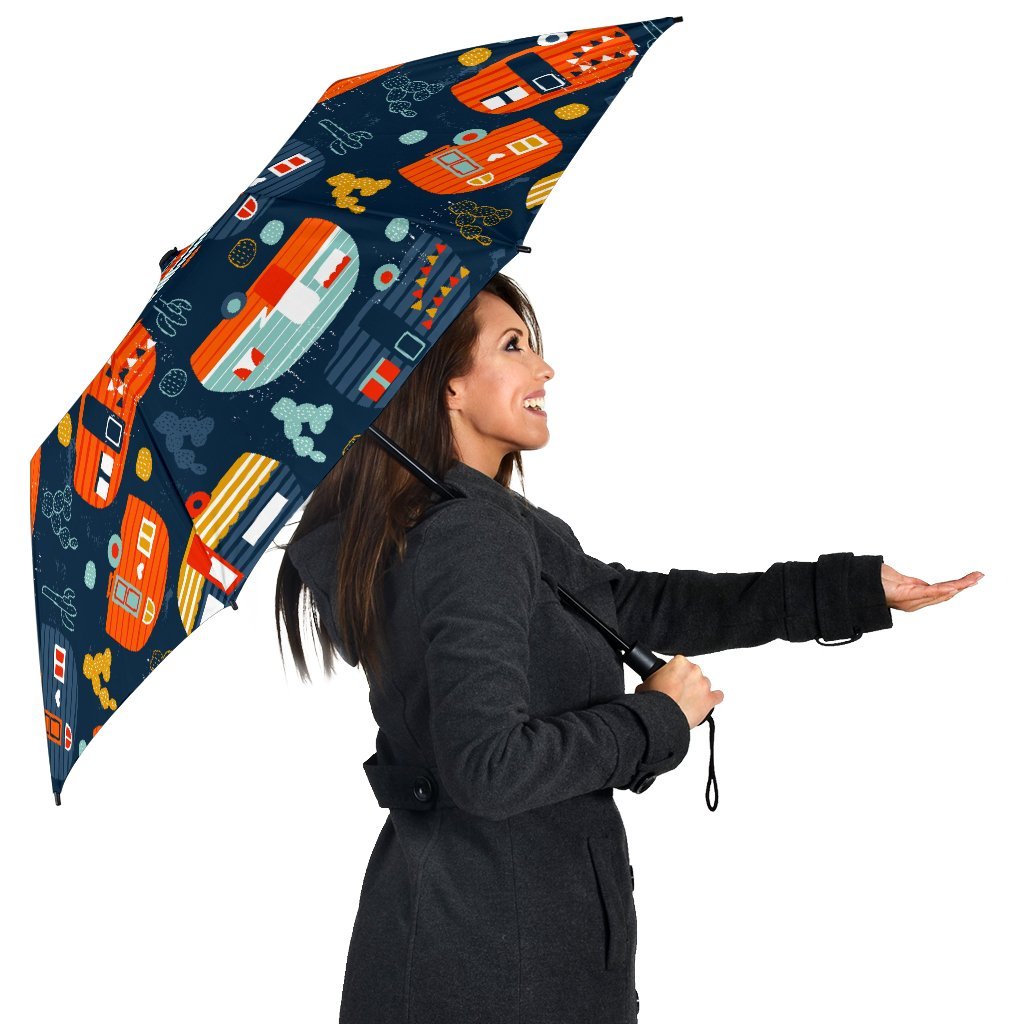 Van Camper Pattern Print Automatic Foldable Umbrella-grizzshop