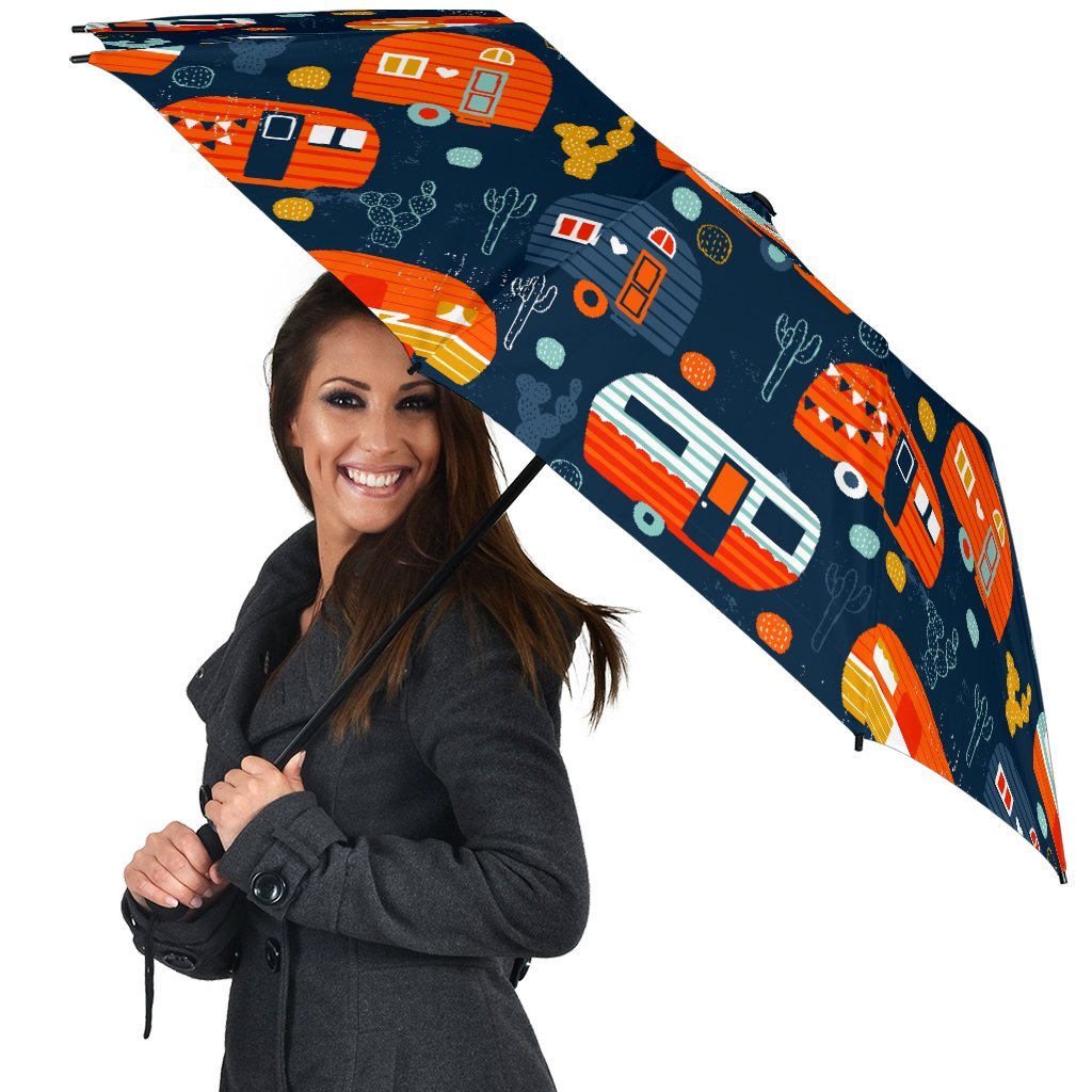 Van Camper Pattern Print Automatic Foldable Umbrella-grizzshop
