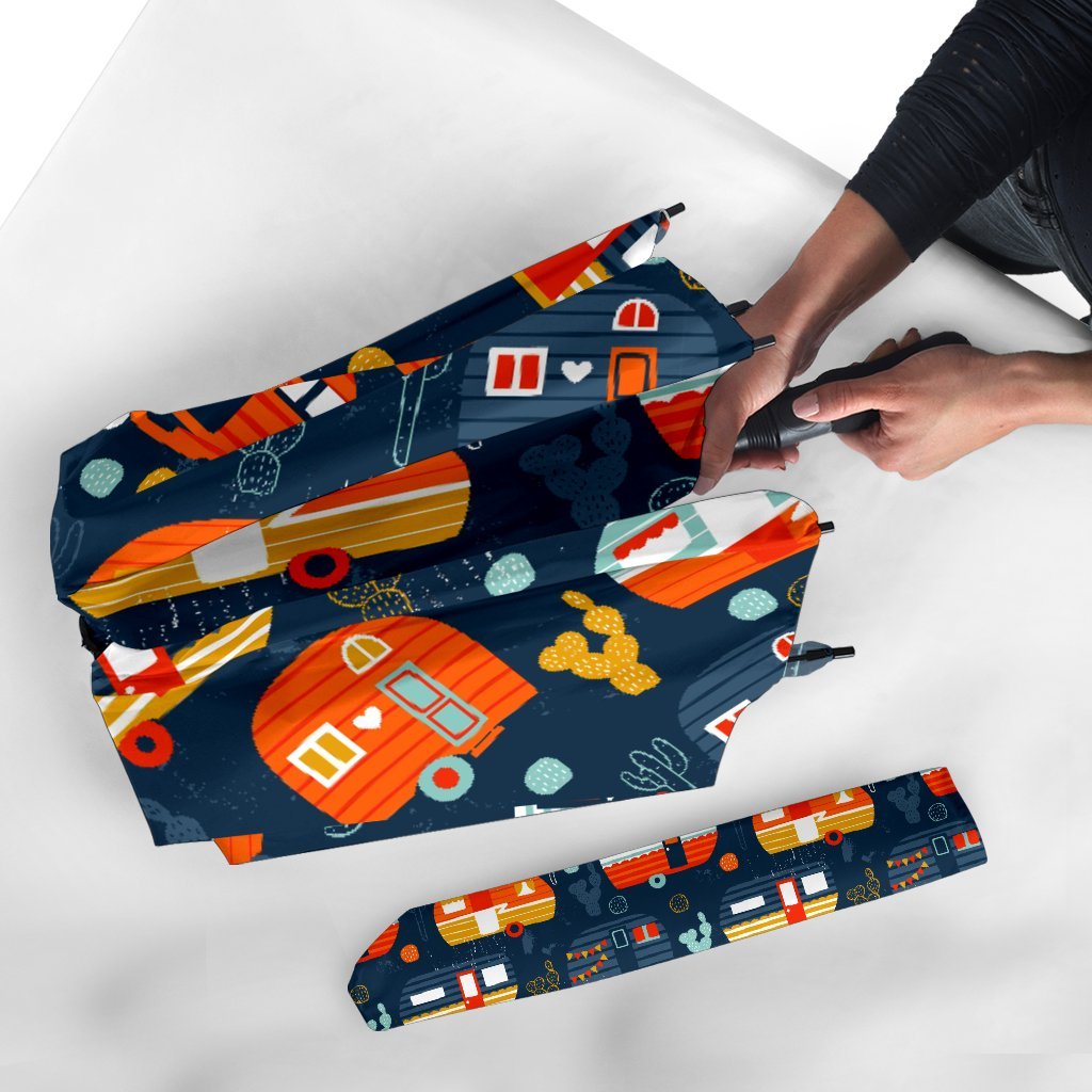 Van Camper Pattern Print Automatic Foldable Umbrella-grizzshop