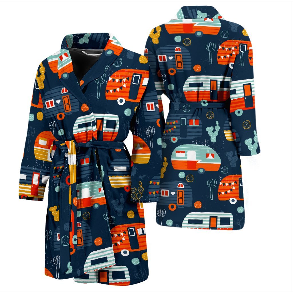 Van Camper Pattern Print Men Long Robe-grizzshop