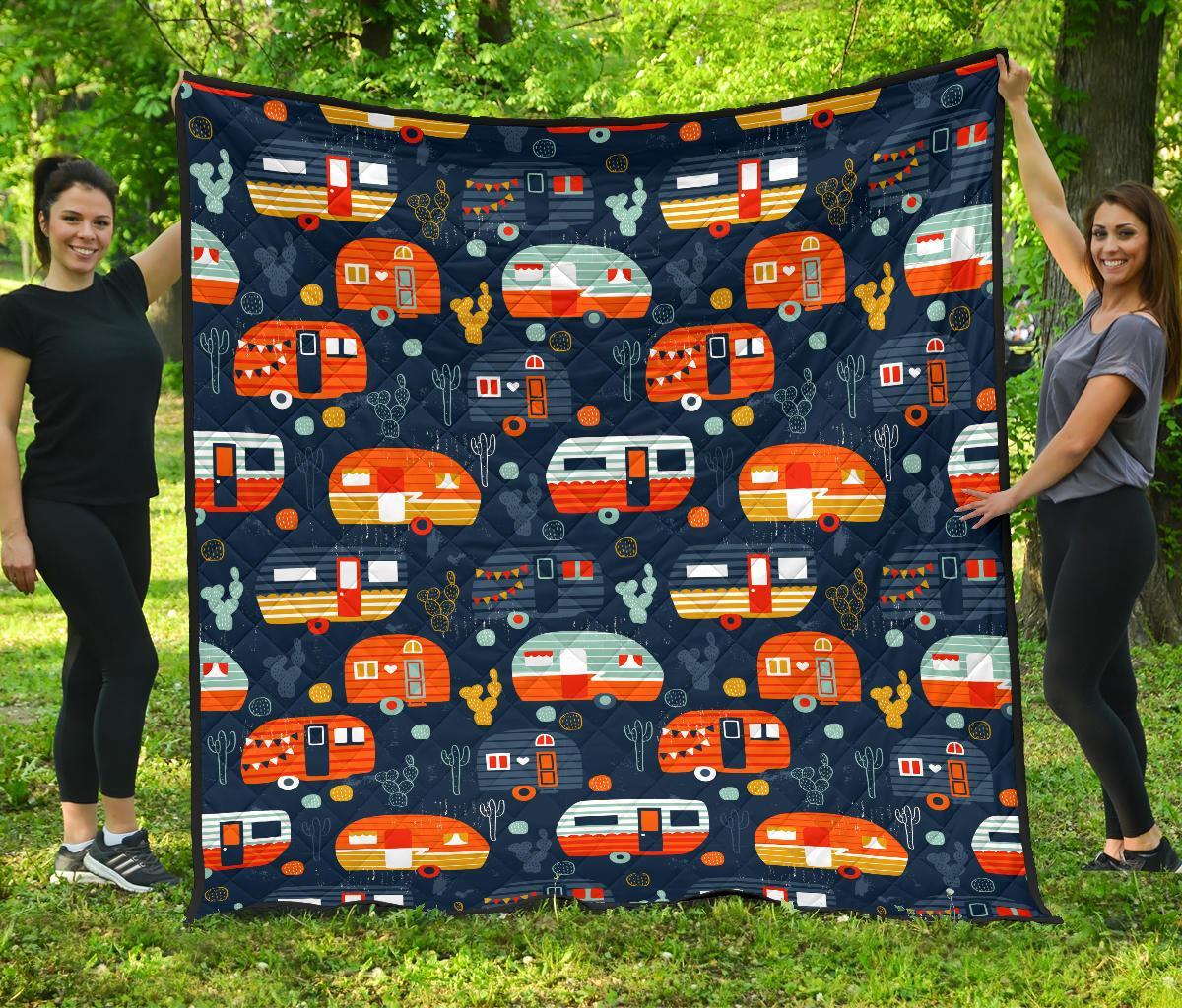 Van Camper Pattern Print Quilt-grizzshop
