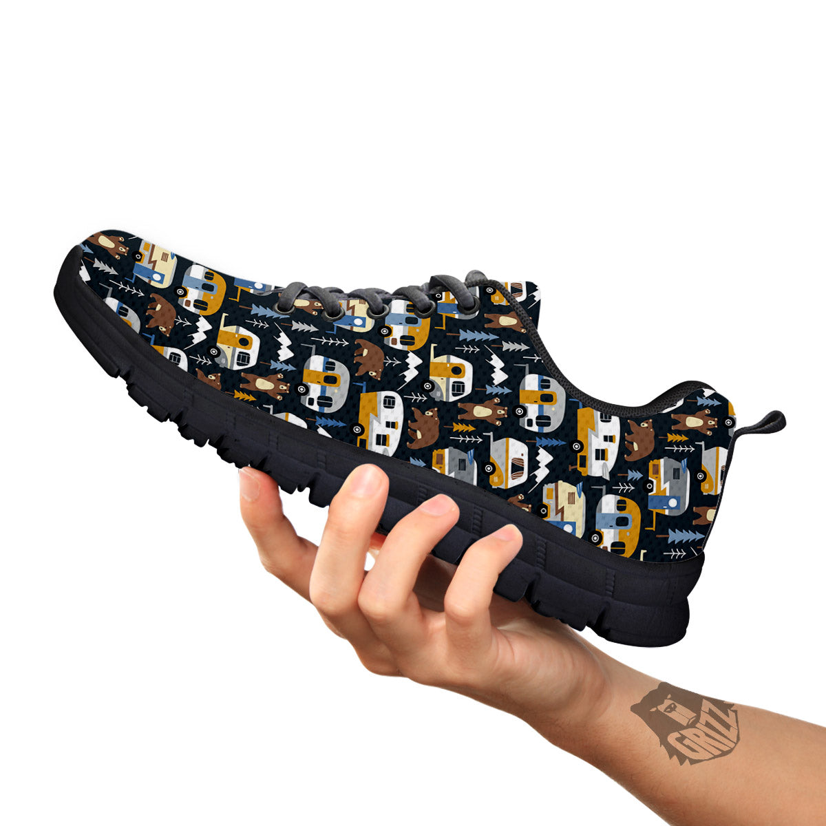 Van Camping Print Pattern Black Sneaker-grizzshop