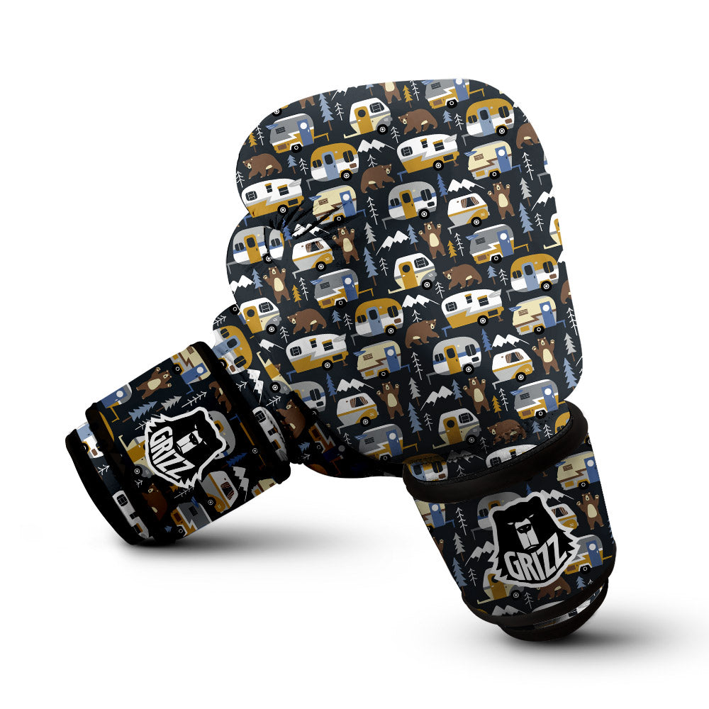 Van Camping Print Pattern Boxing Gloves-grizzshop