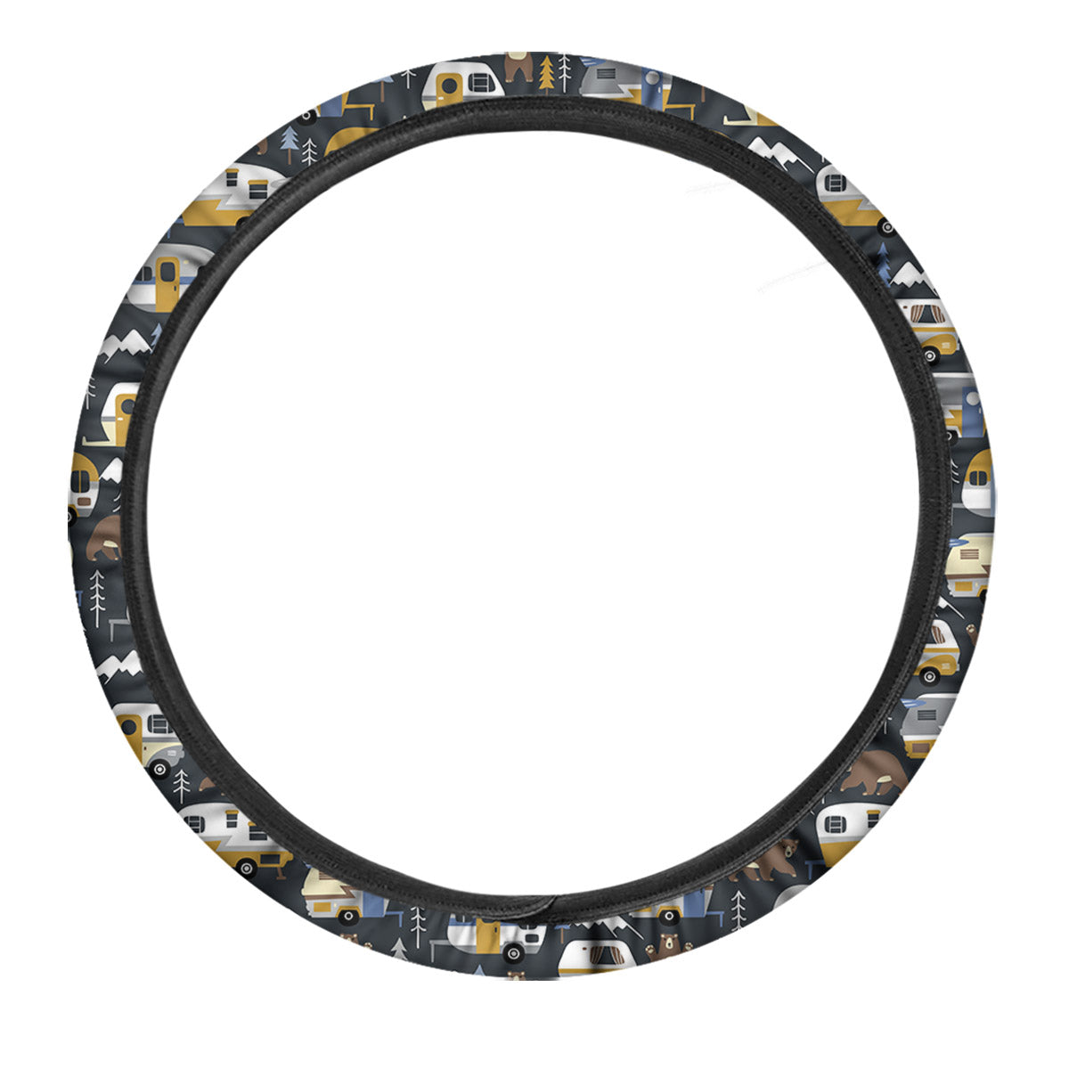 Van Camping Print Pattern Car Steering Wheel Cover-grizzshop