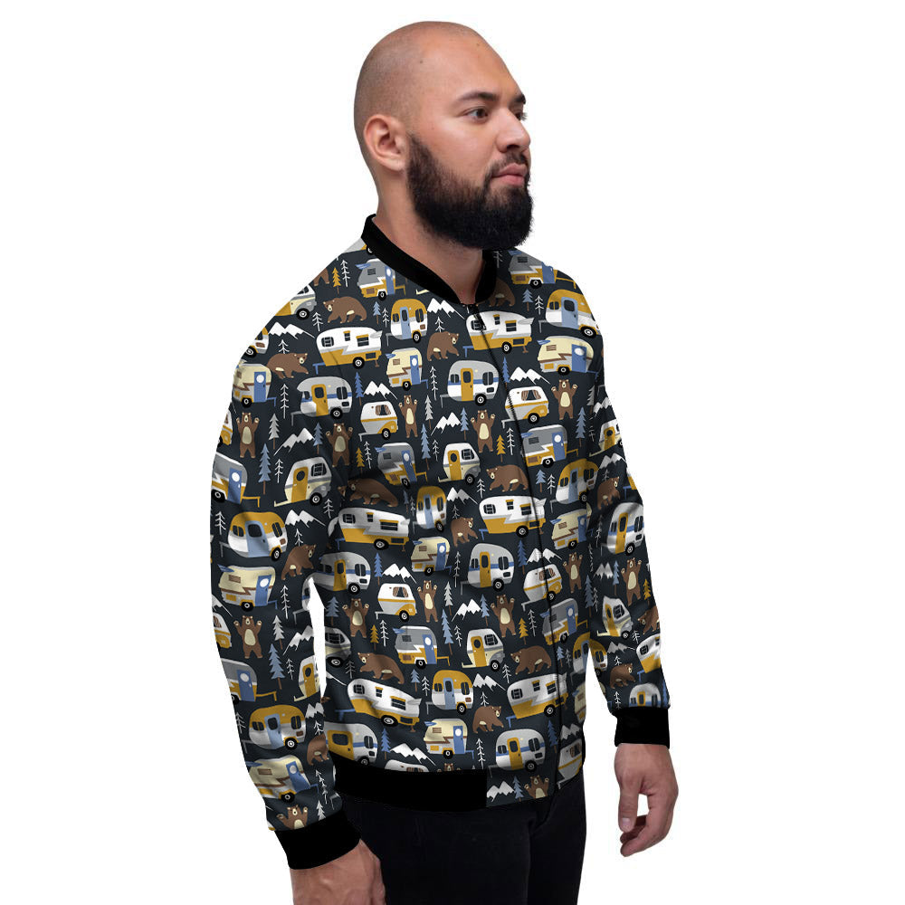 Van Camping Print Pattern Men's Bomber Jacket-grizzshop