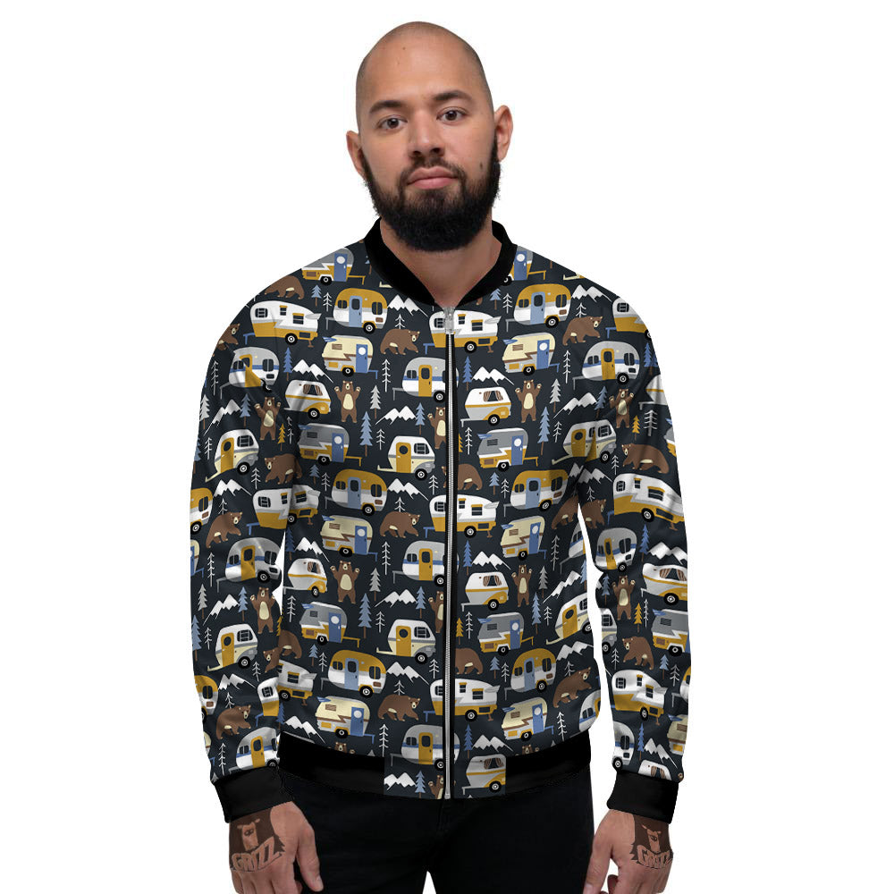 Van Camping Print Pattern Men's Bomber Jacket-grizzshop
