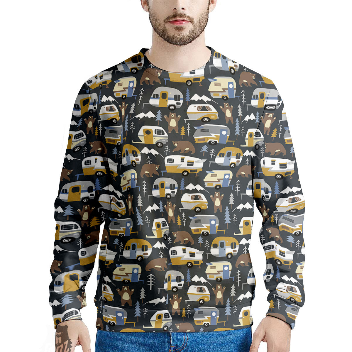 Van Camping Print Pattern Men's Sweatshirt-grizzshop