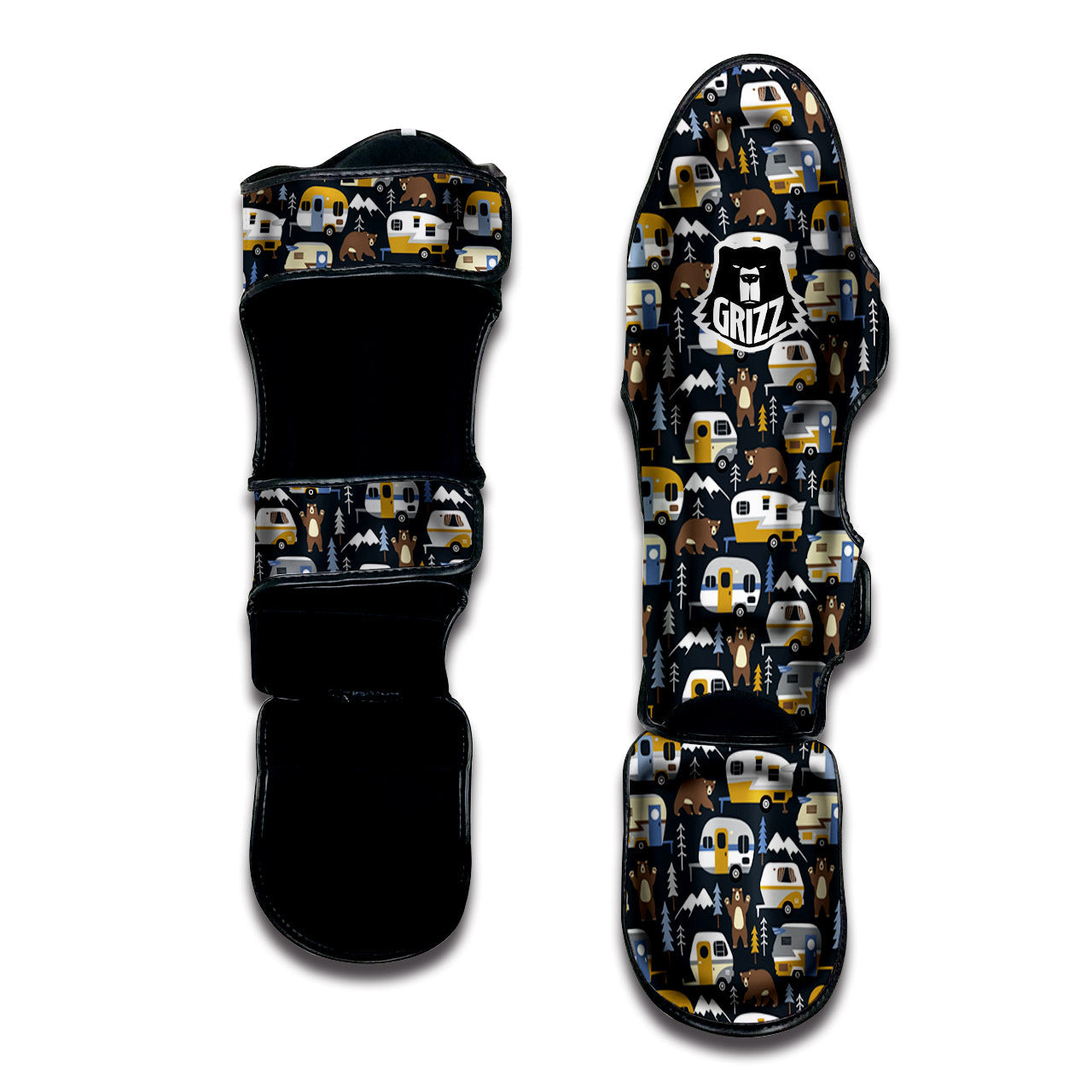 Van Camping Print Pattern Muay Thai Shin Guards-grizzshop