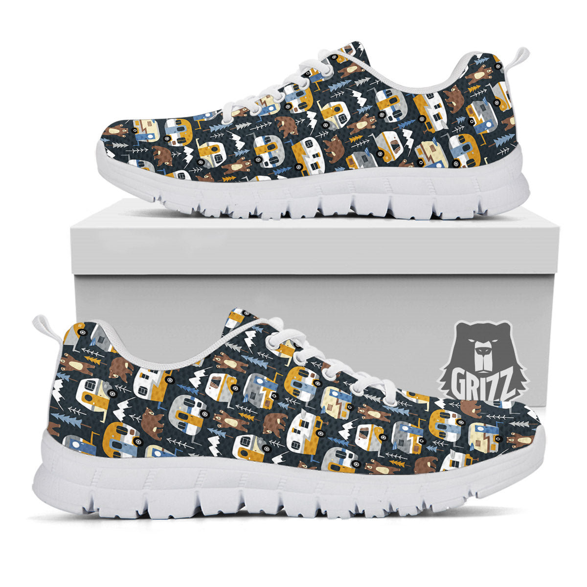Van Camping Print Pattern White Sneaker-grizzshop
