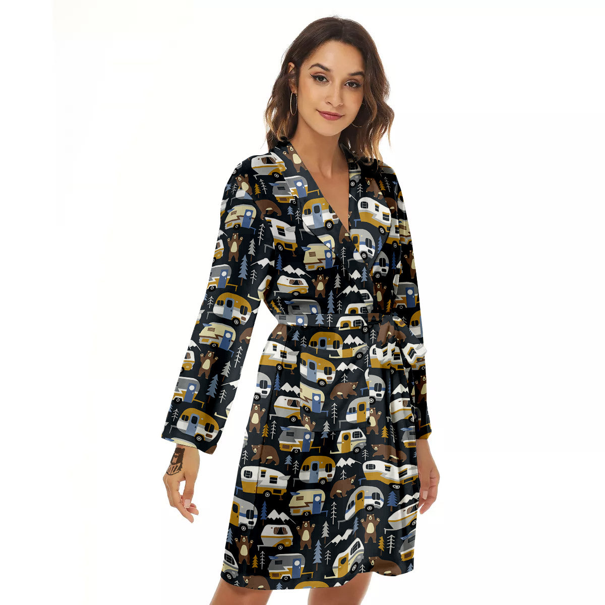 Van Camping Print Pattern Women's Robe-grizzshop