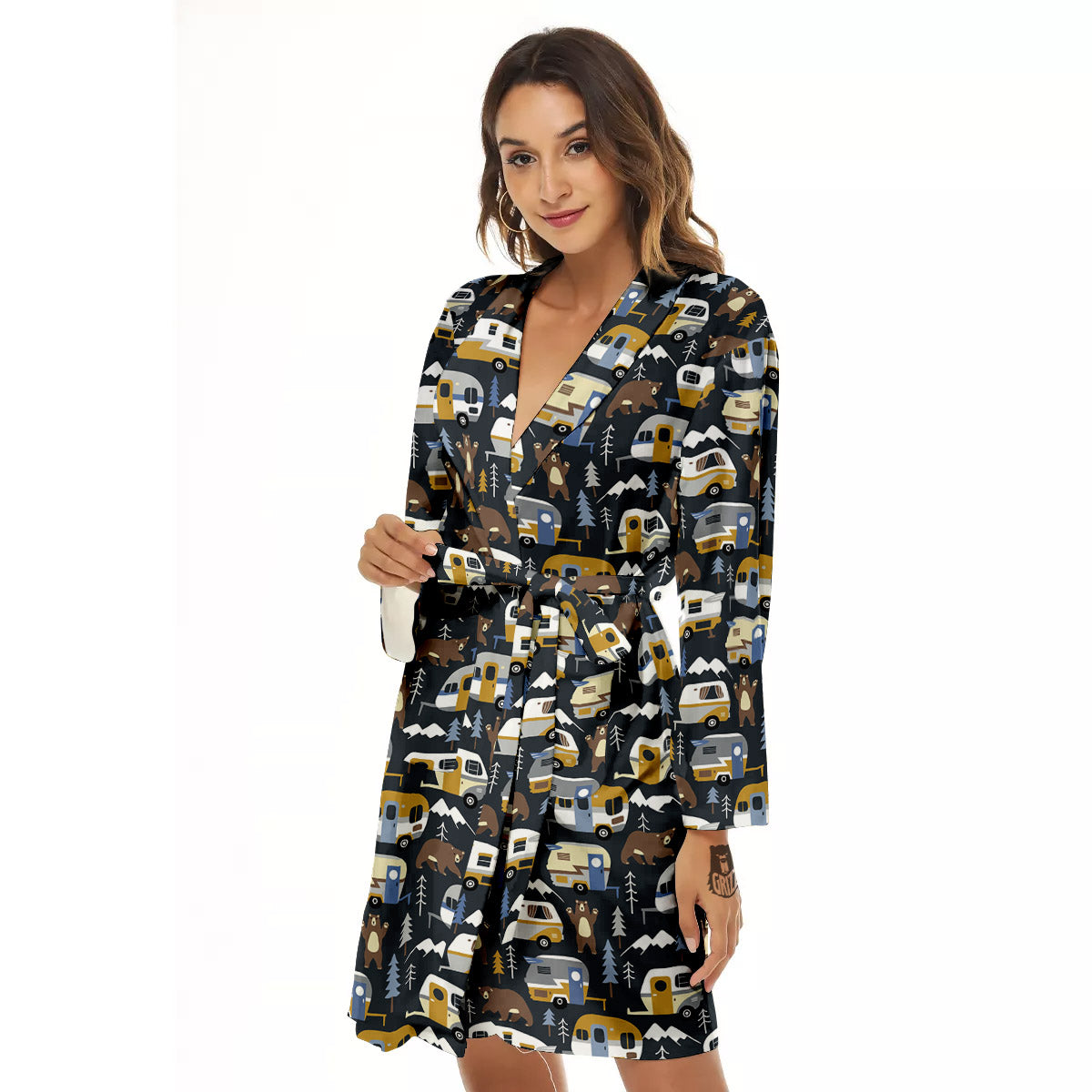 Van Camping Print Pattern Women's Robe-grizzshop