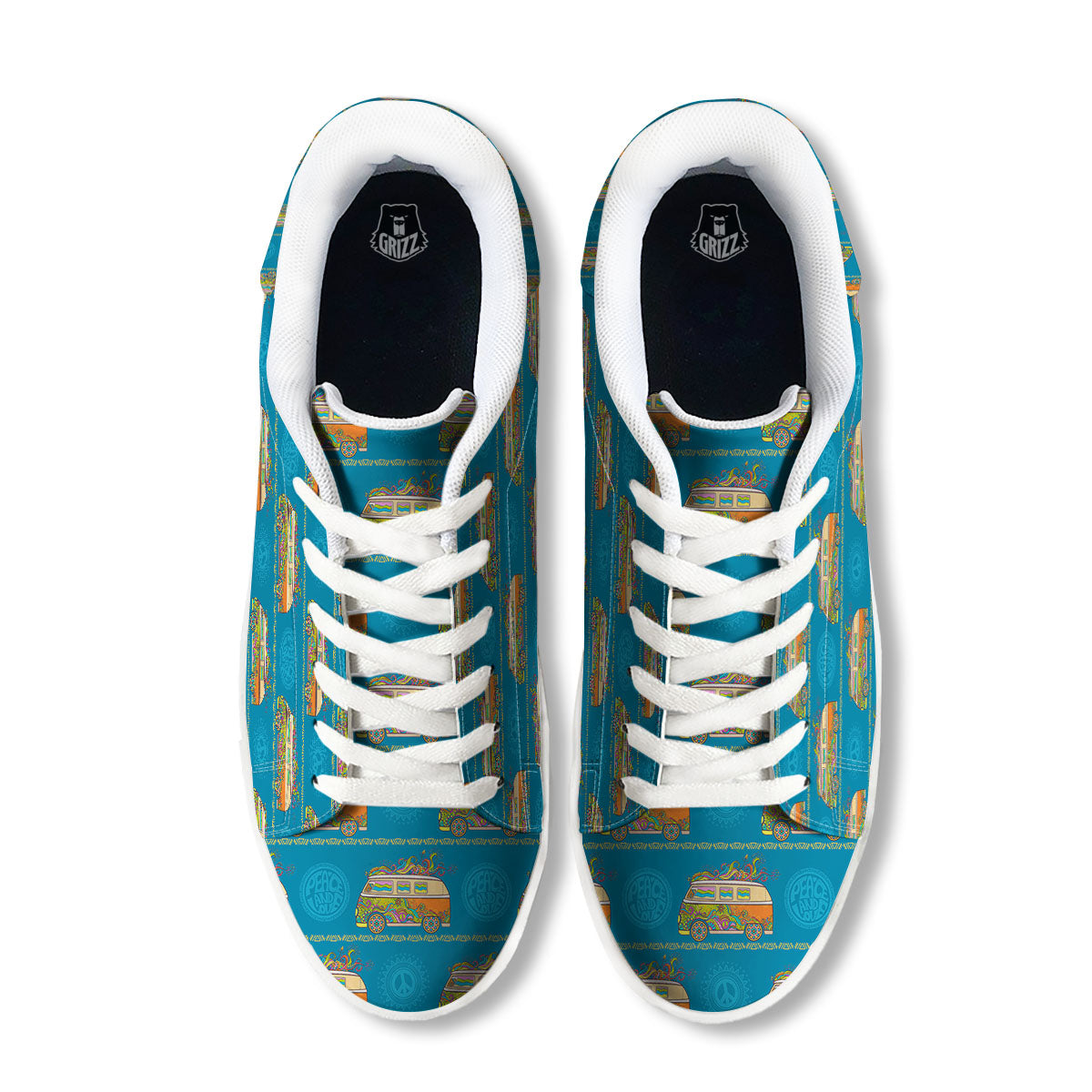Van Hippie Vintage Print Pattern White Low Top Sneakers-grizzshop