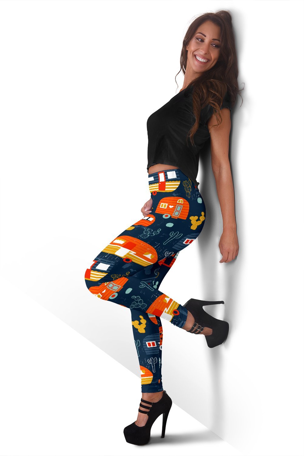 Van Camper Pattern Print Women Leggings-grizzshop