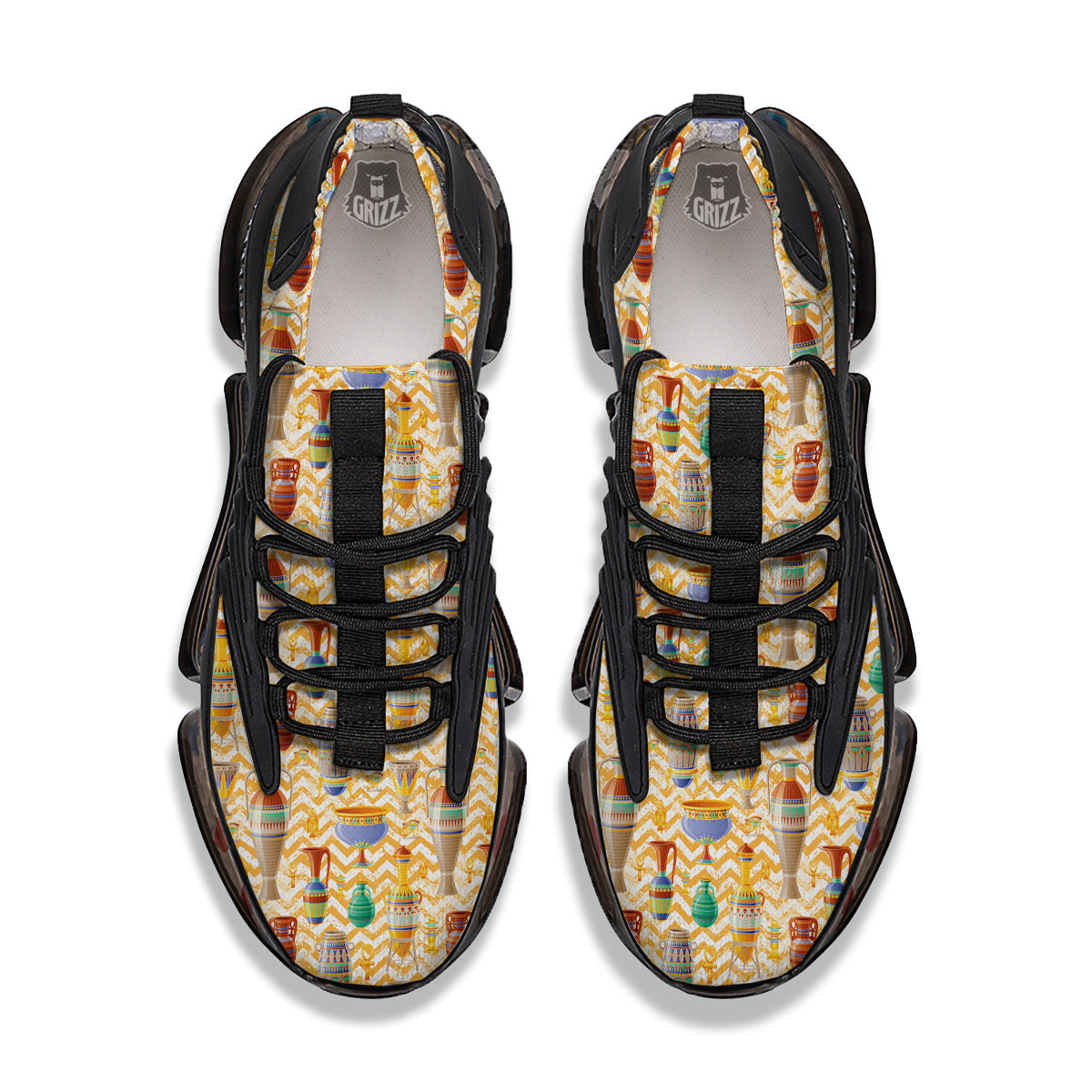 Vase And Pottery Ancient Egyptian Print Pattern Black Gym Shoes-grizzshop