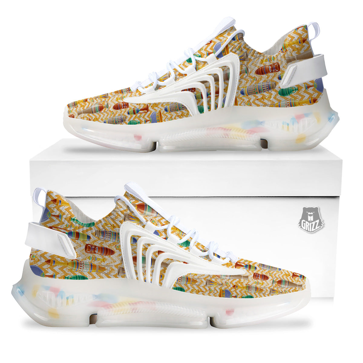 Vase And Pottery Ancient Egyptian Print Pattern White Gym Shoes-grizzshop